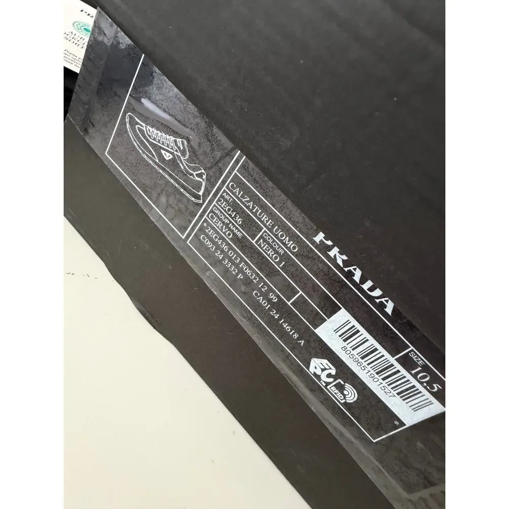 New Prada Milano Black leather Sneakers Leather Men Shoes Size 10.5 $1225 SRP